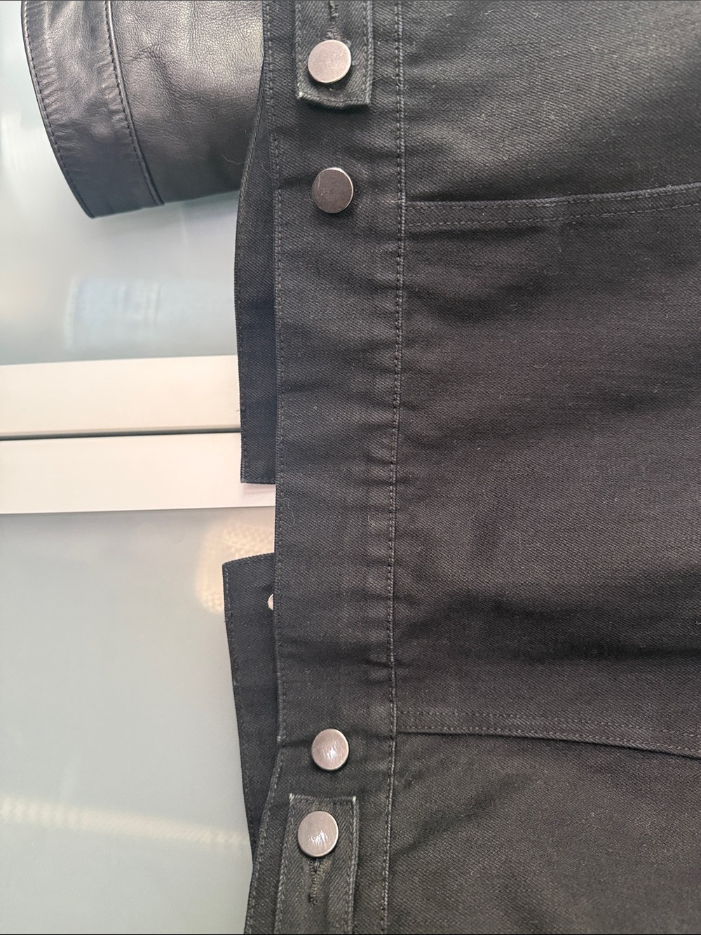 The Kooples Black Mixed-Media Jean Jacket - Picture 8 of 8